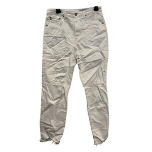 AG Adriano Goldschmied The Phoebe Womens High-Waisted Tapered Distressed White D